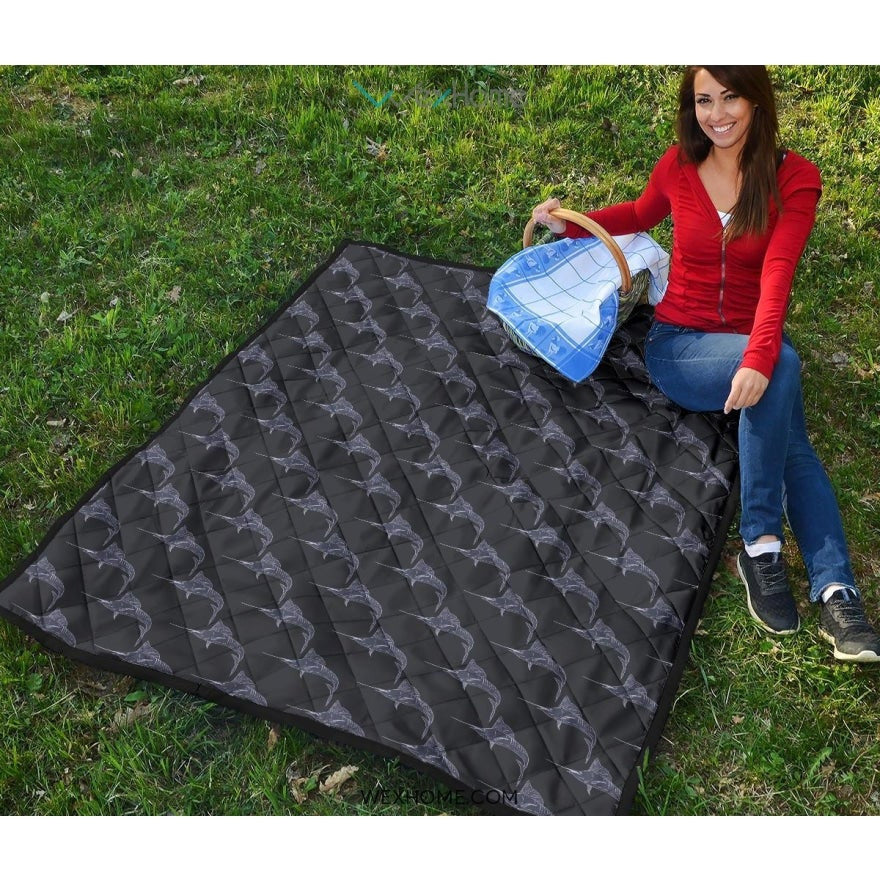 Swordfish Pattern Print Design 03 Premium Quilt