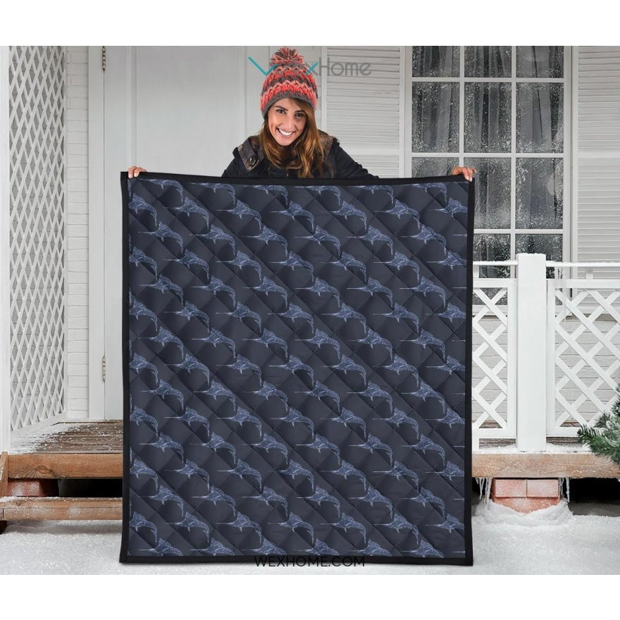 Swordfish Pattern Print Design 03 Premium Quilt
