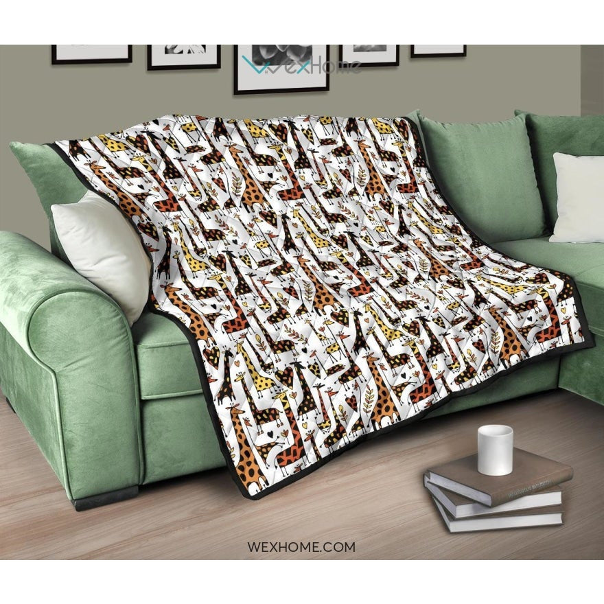 Giraffe Pattern Print Design 05 Premium Quilt