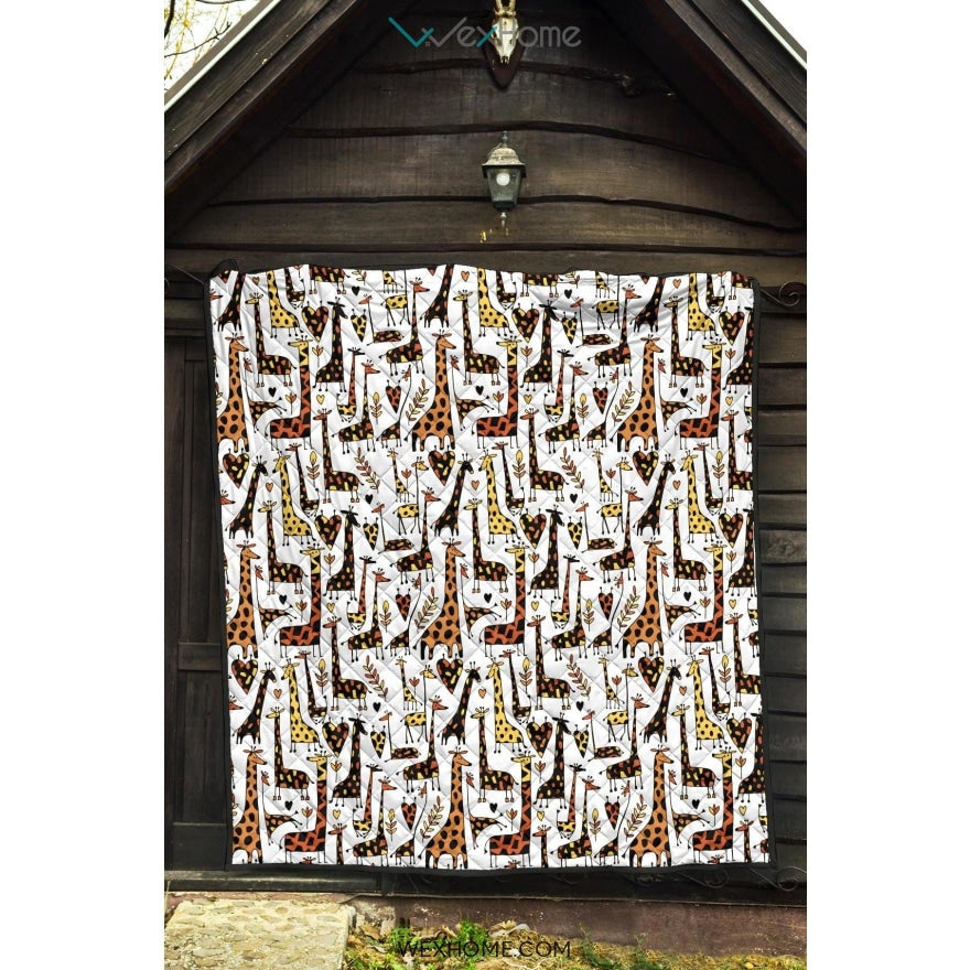 Giraffe Pattern Print Design 05 Premium Quilt