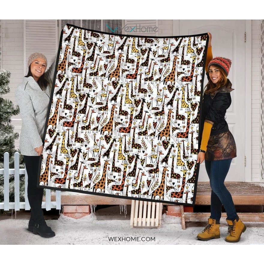 Giraffe Pattern Print Design 05 Premium Quilt