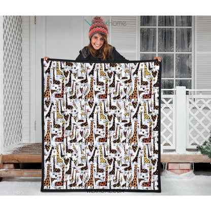 Giraffe Pattern Print Design 05 Premium Quilt