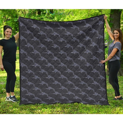 Swordfish Pattern Print Design 03 Premium Quilt