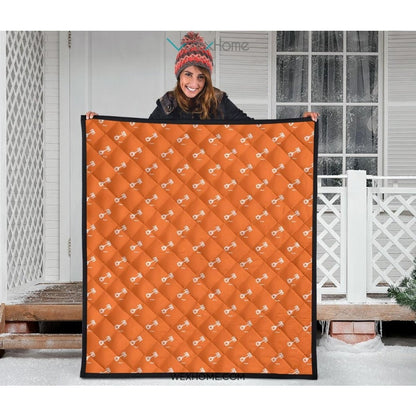Engine Piston Orange Background Pattern Print Design 05 Premium Quilt