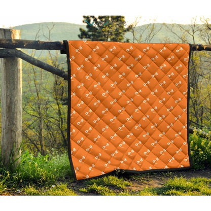 Engine Piston Orange Background Pattern Print Design 05 Premium Quilt
