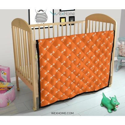 Engine Piston Orange Background Pattern Print Design 05 Premium Quilt