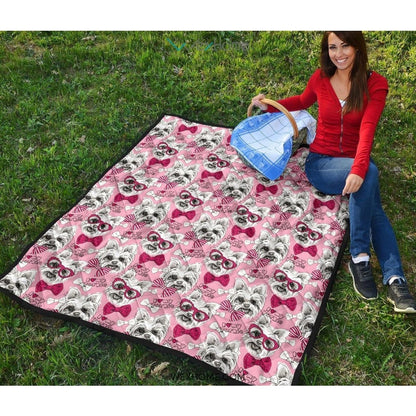 Yorkshire Terrier Pattern Print Design 03 Premium Quilt