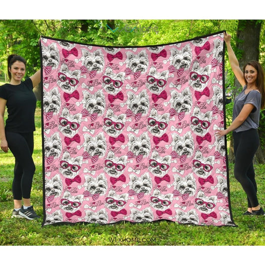 Yorkshire Terrier Pattern Print Design 03 Premium Quilt
