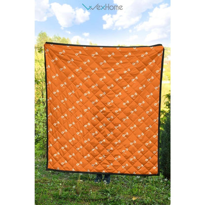 Engine Piston Orange Background Pattern Print Design 05 Premium Quilt