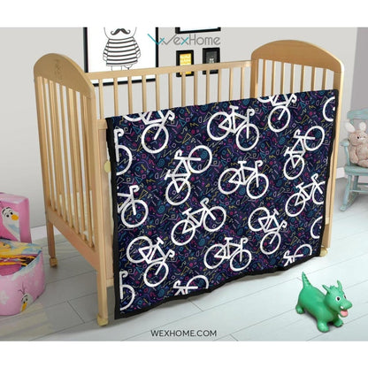 Bicycle Pattern Print Design 03 Premium Quilt
