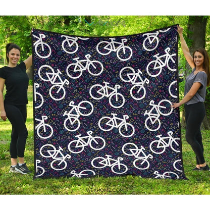 Bicycle Pattern Print Design 03 Premium Quilt