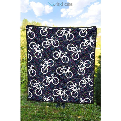 Bicycle Pattern Print Design 03 Premium Quilt