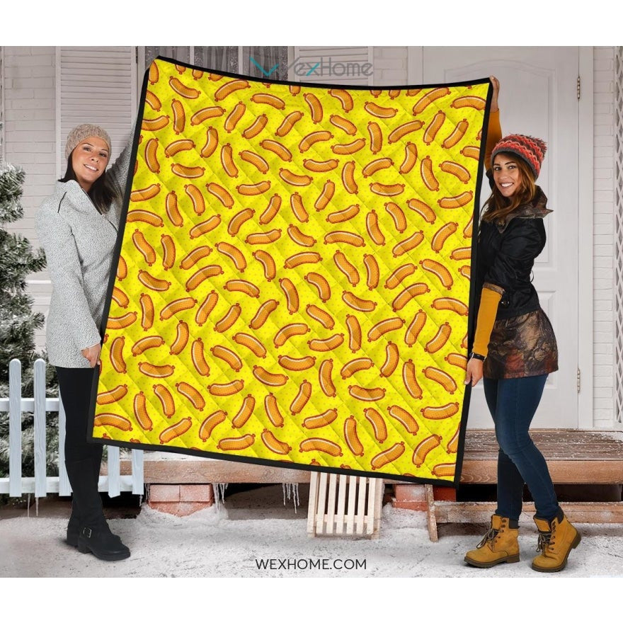 Sausage Pattern Print Design 01 Premium Quilt