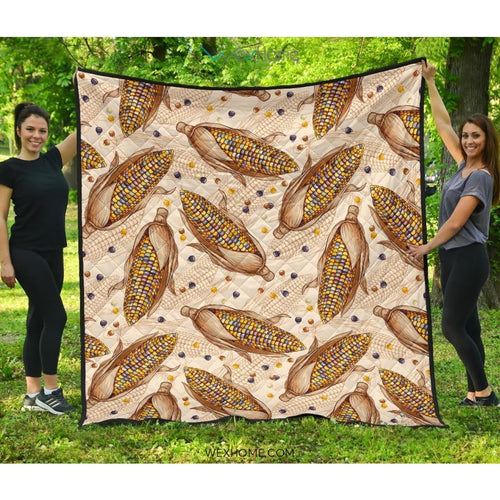 Corn Pattern Print Design 03 Premium Quilt
