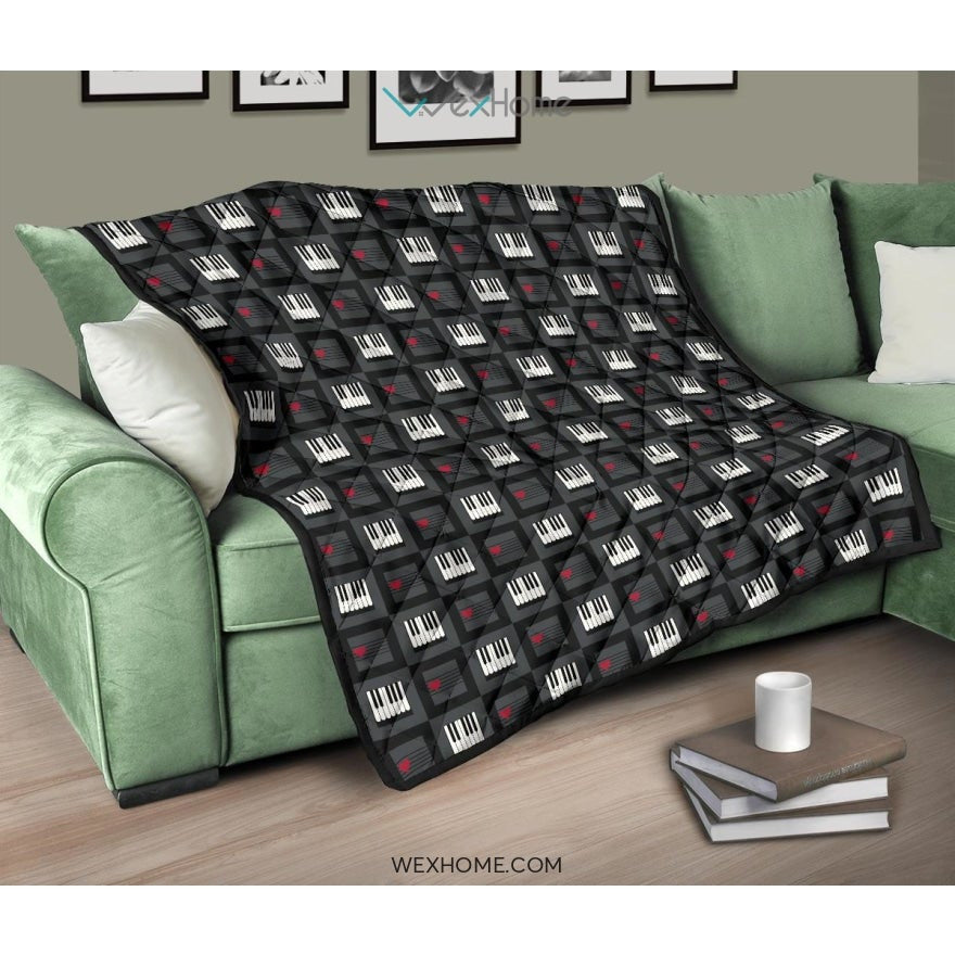 Piano Pattern Print Design 05 Premium Quilt