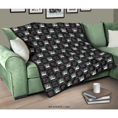 Piano Pattern Print Design 05 Premium Quilt