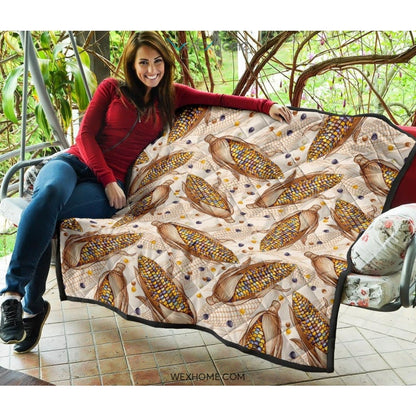 Corn Pattern Print Design 03 Premium Quilt