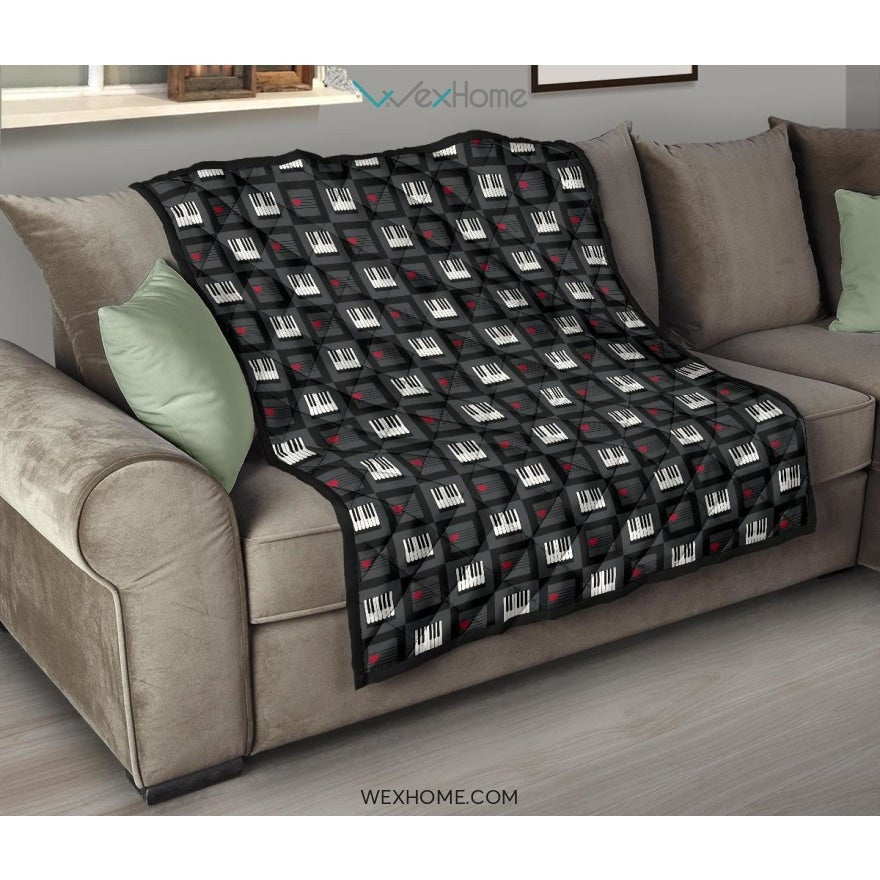 Piano Pattern Print Design 05 Premium Quilt
