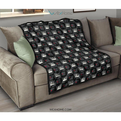 Piano Pattern Print Design 05 Premium Quilt