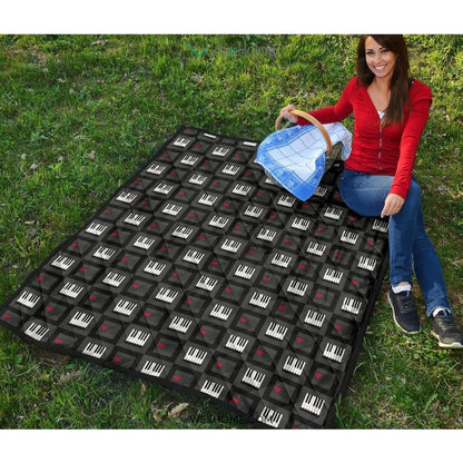 Piano Pattern Print Design 05 Premium Quilt