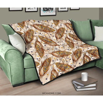 Corn Pattern Print Design 03 Premium Quilt