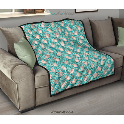 Pig Pattern Print Design 01 Premium Quilt