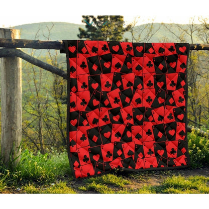 Casino Cards Suits Pattern Print Design 02 Premium Quilt