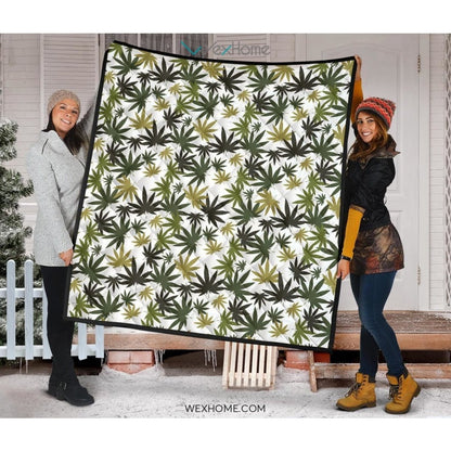 Canabis Marijuana Weed Pattern Print Design 05 Premium Quilt