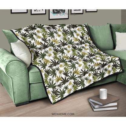 Canabis Marijuana Weed Pattern Print Design 05 Premium Quilt
