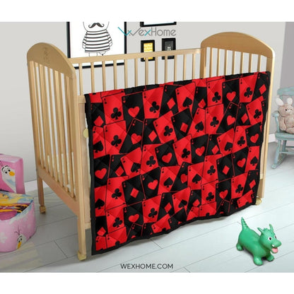 Casino Cards Suits Pattern Print Design 02 Premium Quilt