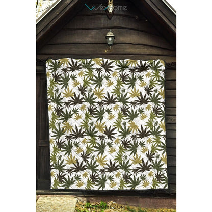 Canabis Marijuana Weed Pattern Print Design 05 Premium Quilt