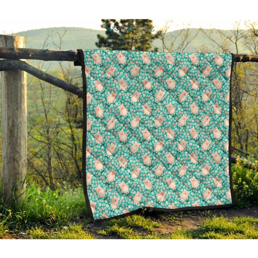 Pig Pattern Print Design 01 Premium Quilt