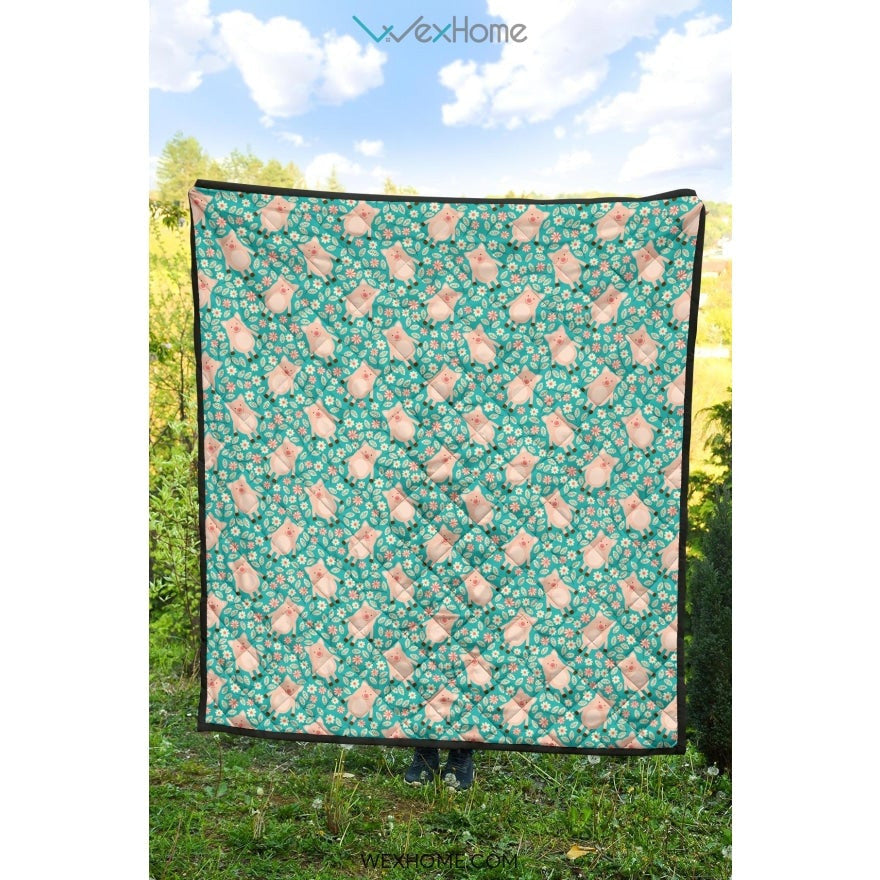 Pig Pattern Print Design 01 Premium Quilt