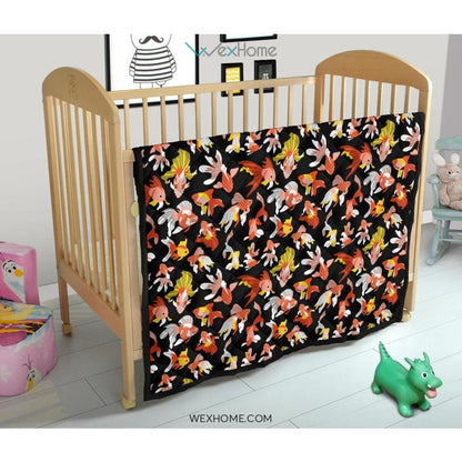 Goldfish Pattern Print Design 03 Premium Quilt