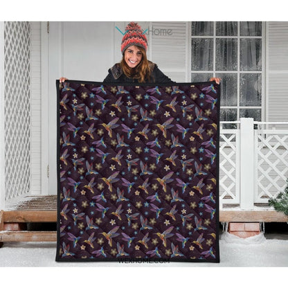 Hummingbird Pattern Print Design 04 Premium Quilt