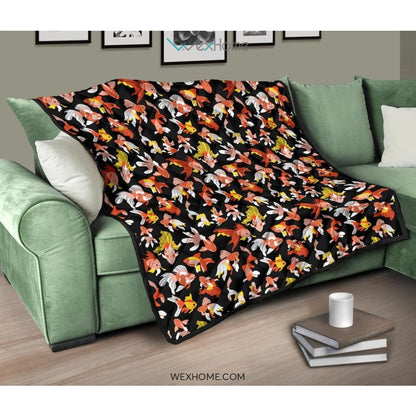 Goldfish Pattern Print Design 03 Premium Quilt