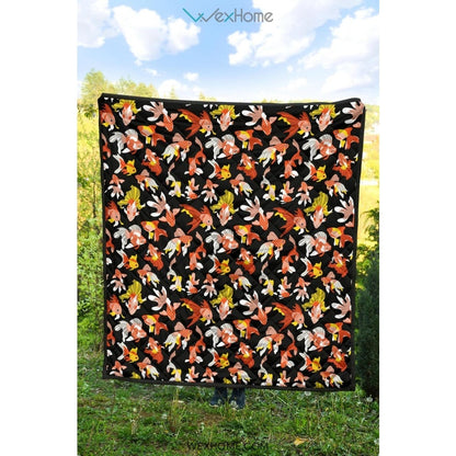 Goldfish Pattern Print Design 03 Premium Quilt