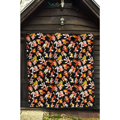 Goldfish Pattern Print Design 03 Premium Quilt