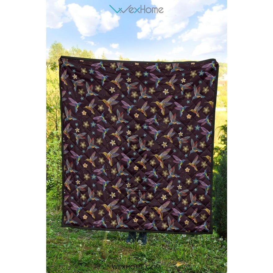 Hummingbird Pattern Print Design 04 Premium Quilt