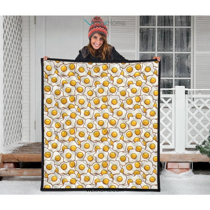 Fried Eggs Pattern Print Design 02 Premium Quilt