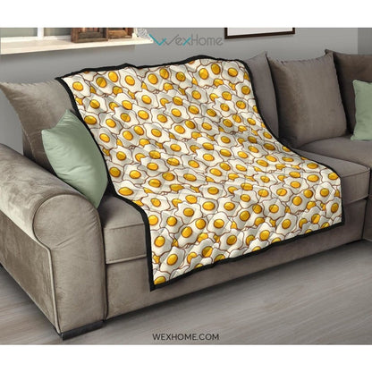 Fried Eggs Pattern Print Design 02 Premium Quilt