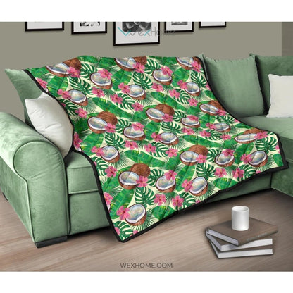 Coconut Pattern Print Design 01 Premium Quilt