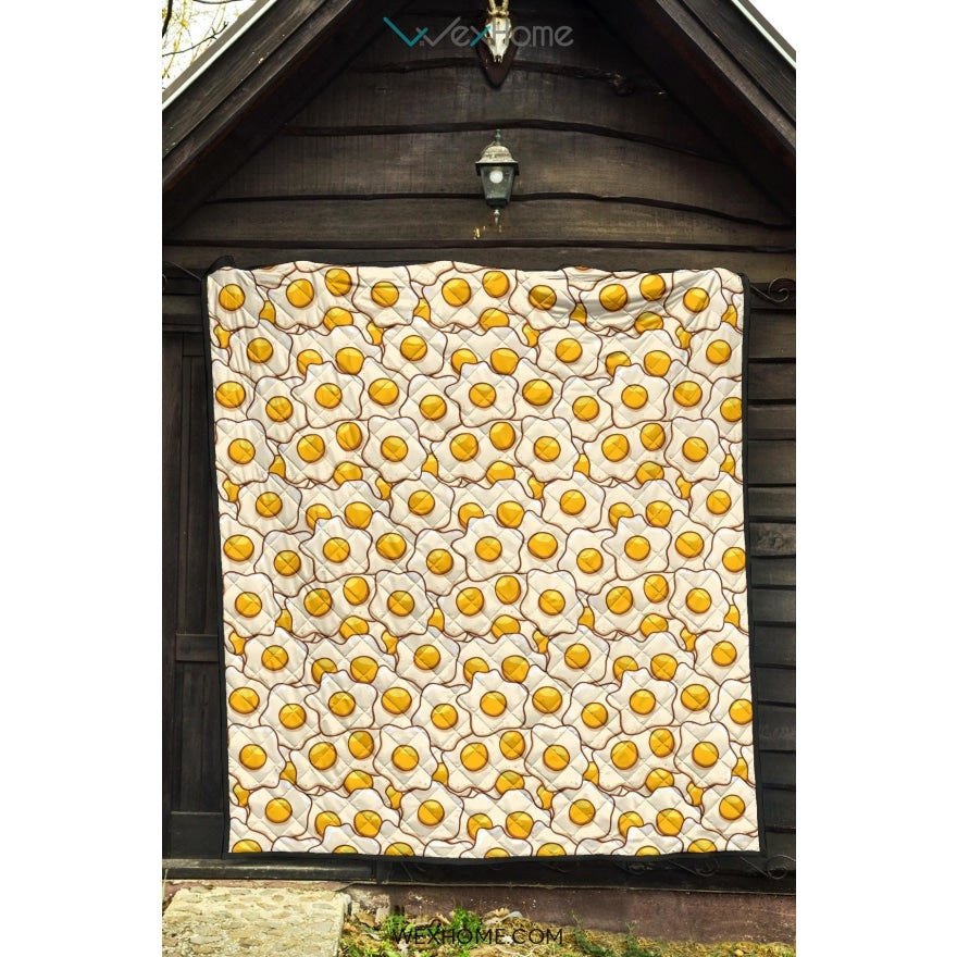 Fried Eggs Pattern Print Design 02 Premium Quilt
