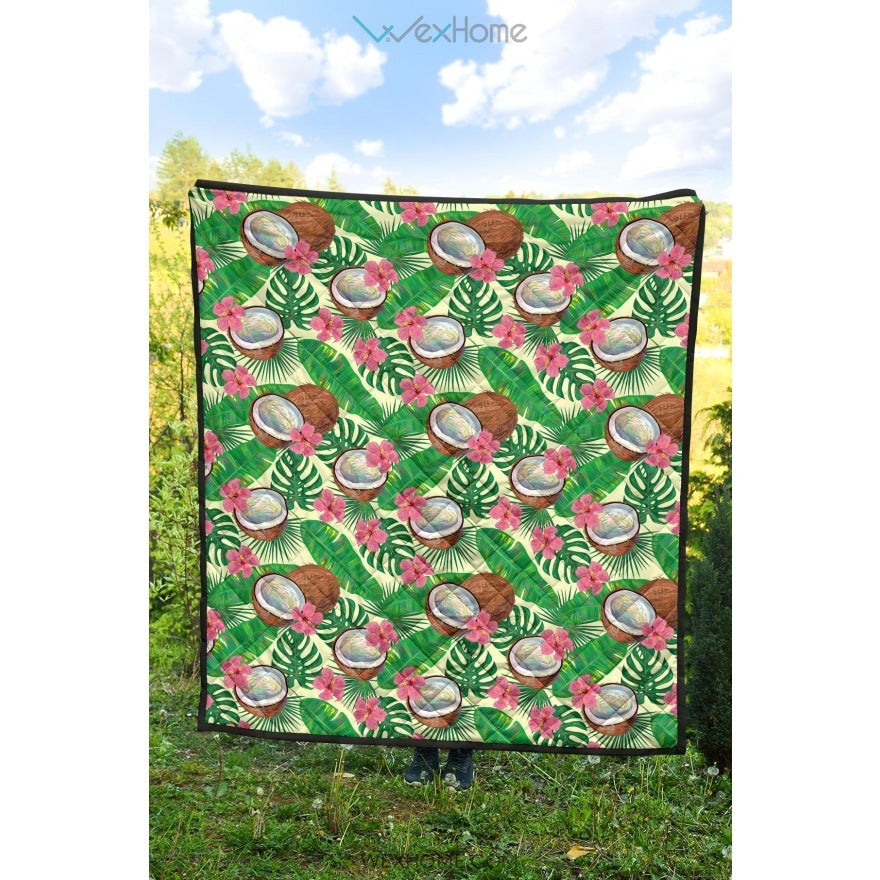 Coconut Pattern Print Design 01 Premium Quilt