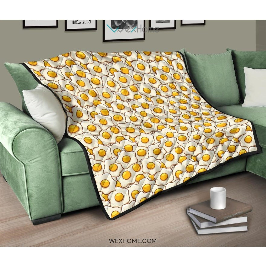 Fried Eggs Pattern Print Design 02 Premium Quilt
