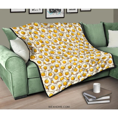 Fried Eggs Pattern Print Design 02 Premium Quilt