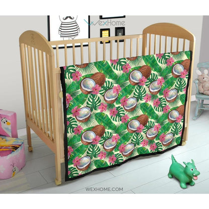 Coconut Pattern Print Design 01 Premium Quilt