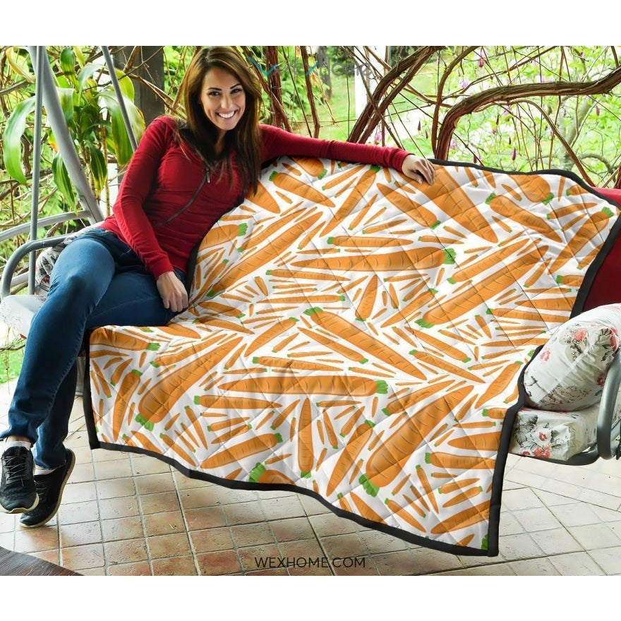 Carrot Pattern Print Design 02 Premium Quilt