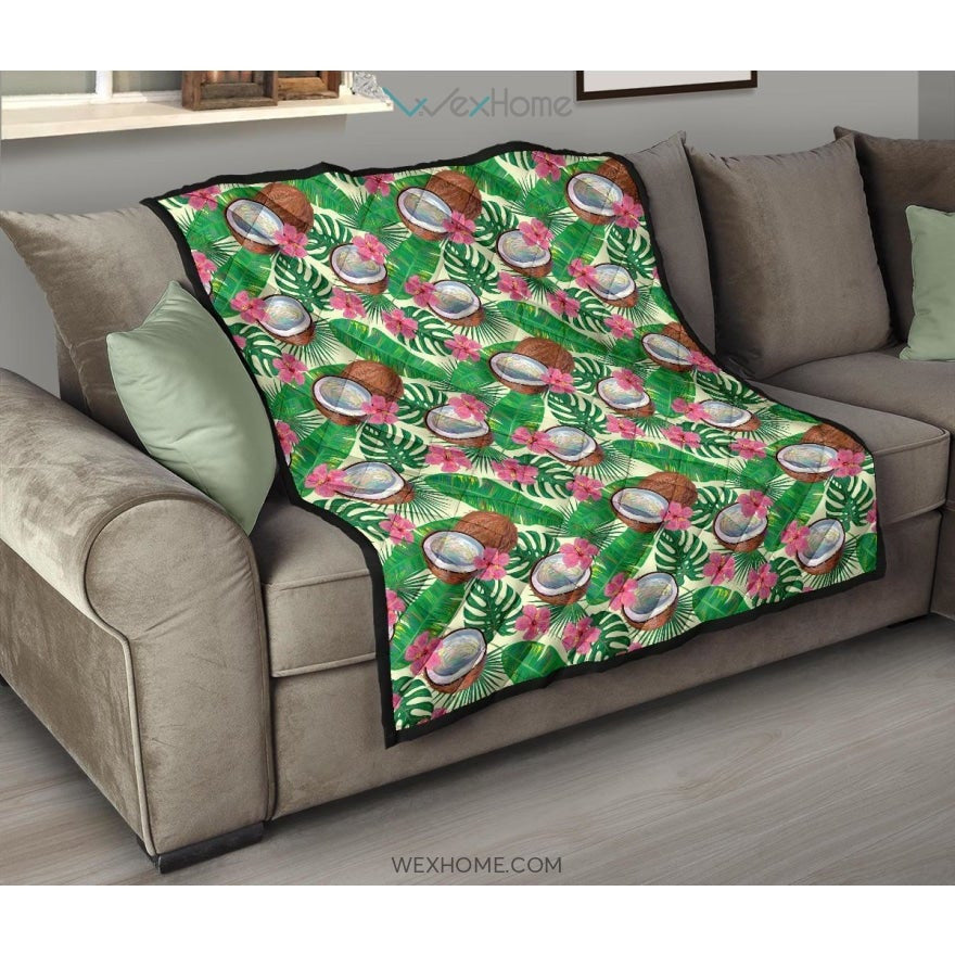 Coconut Pattern Print Design 01 Premium Quilt