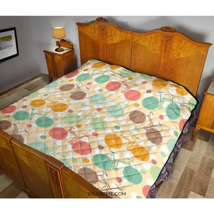 Bicycle Pattern Print Design 01 Premium Quilt